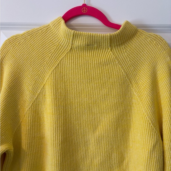 Free People Sunny Yellow Ribbed Mock Neck Sweater - Picture 5 of 6